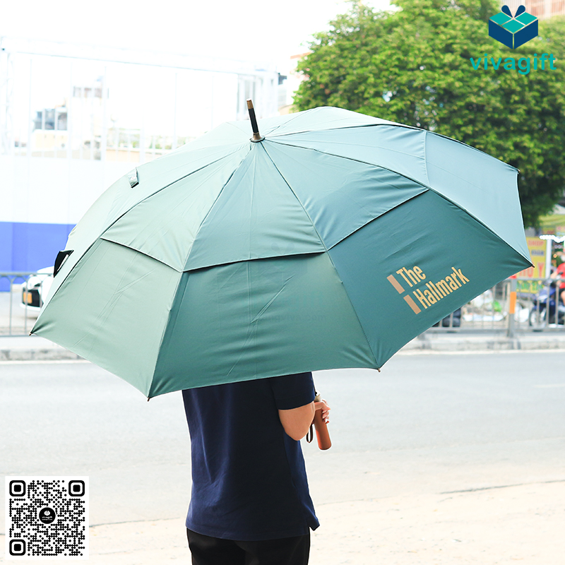 Ô Dù Thẳng 2 Tầng Giả Cán Gỗ Bán Kính 70cm D060 1