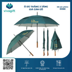 Ô Dù Thẳng 2 Tầng Giả Cán Gỗ Bán Kính 70cm D060 – Quà Tặng Viva