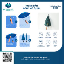 Ô Dù Thẳng 2 Tầng Giả Cán Gỗ Bán Kính 70cm D060 – Quà Tặng Viva