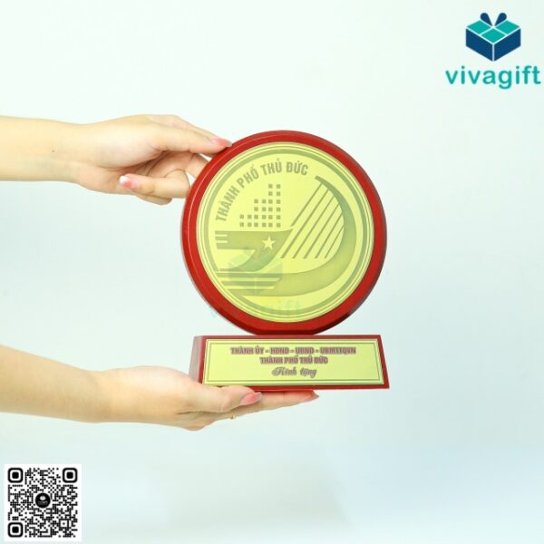 Kỷ Niệm Chương Gỗ Đồng Tròn KN-D302 5