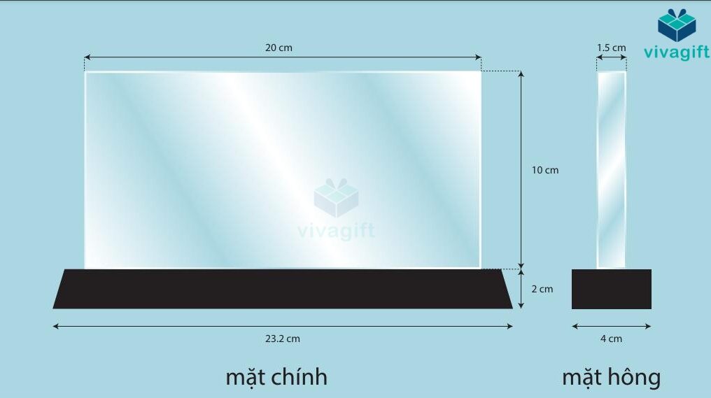 Kỷ Niệm Chương Pha Lê Chữ Nhật 1 Ngang KN-P202