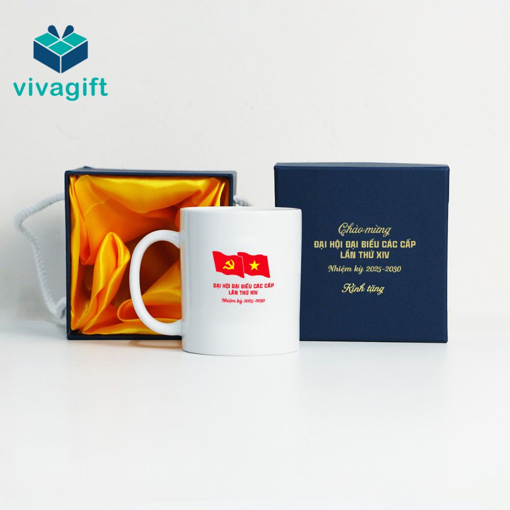 Ly sứ quà tặng in logo Đại hội Đảng các cấp