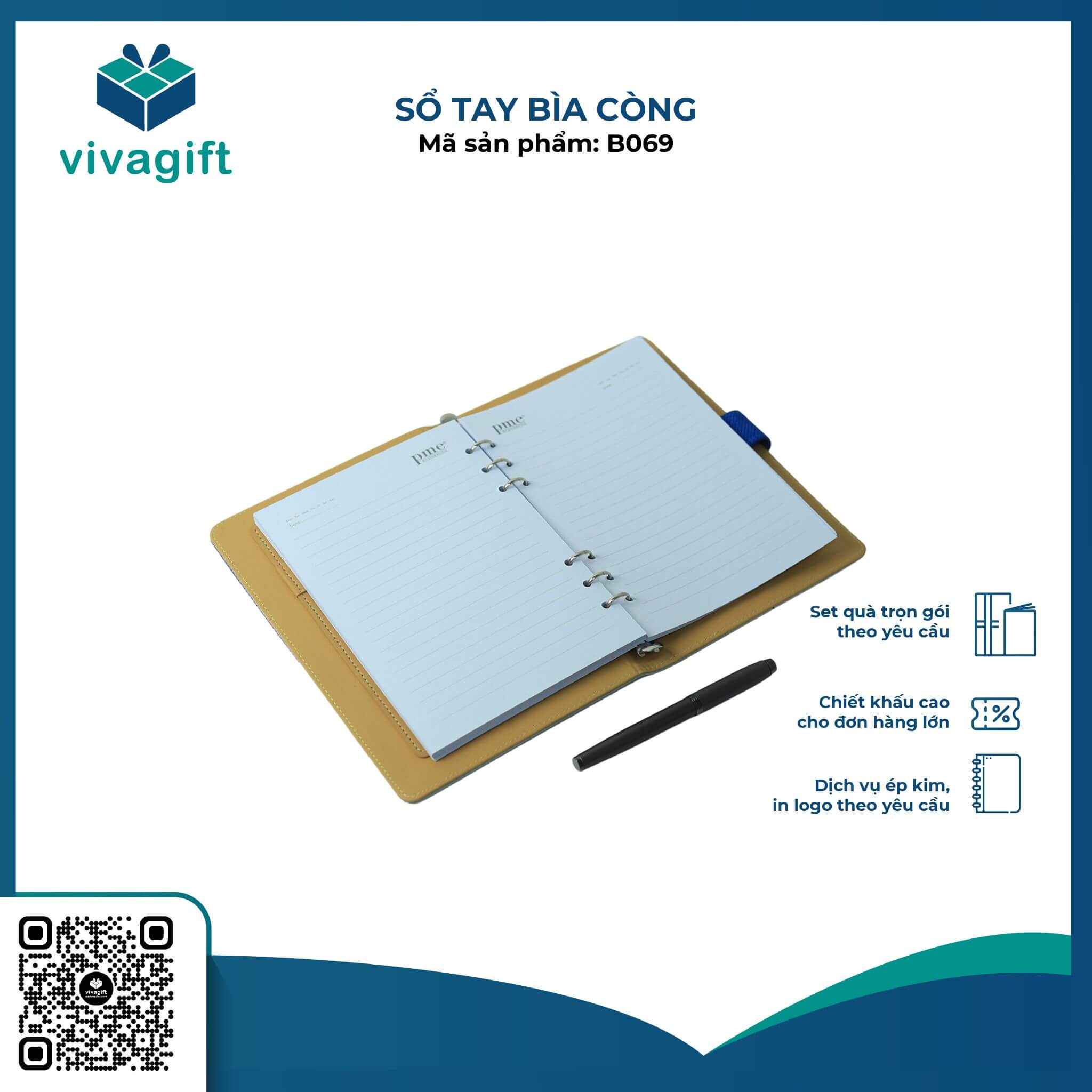 Sổ tay bìa còng gập 2 B069 - Quatangviva.com