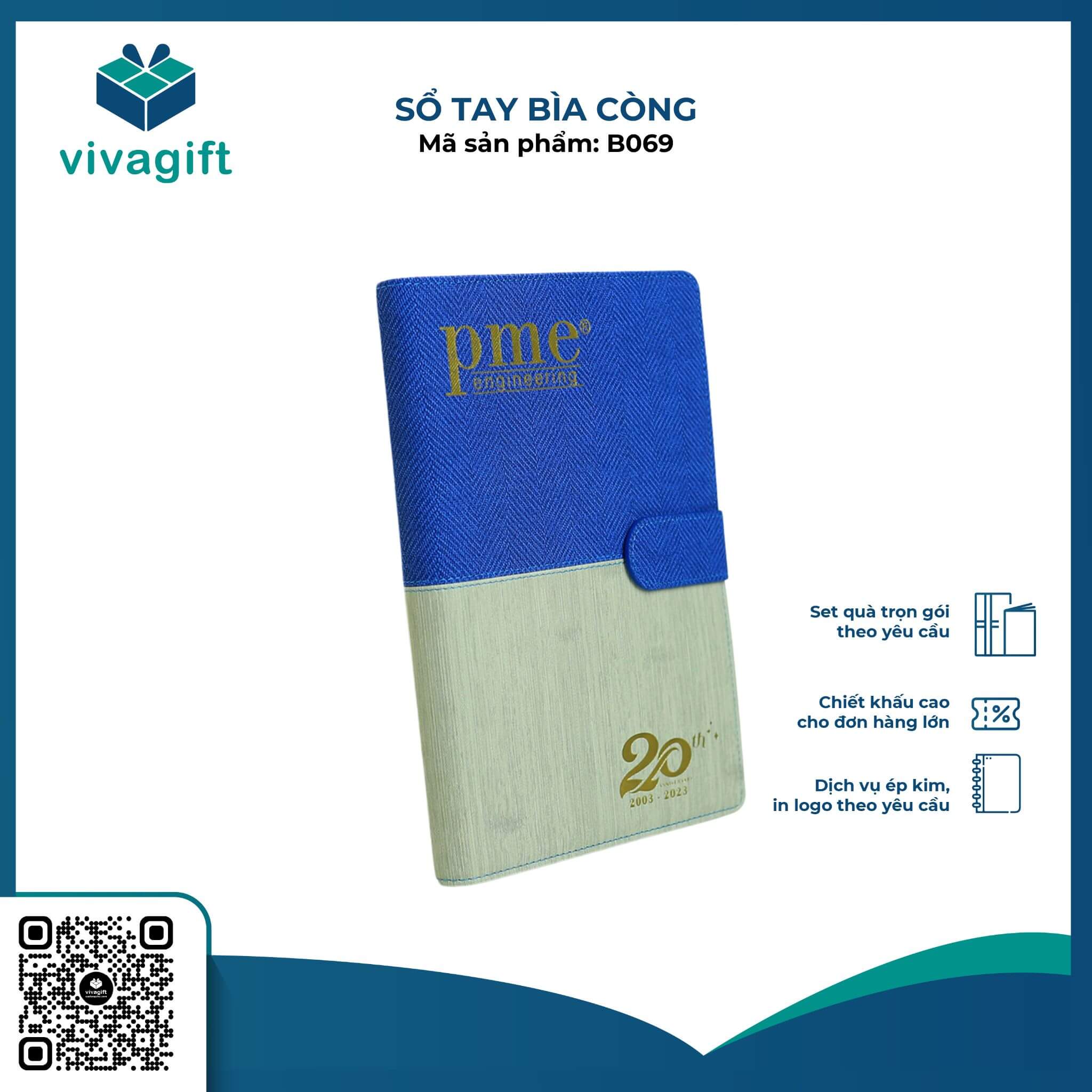 Sổ tay bìa còng B069 - Quatangviva.com