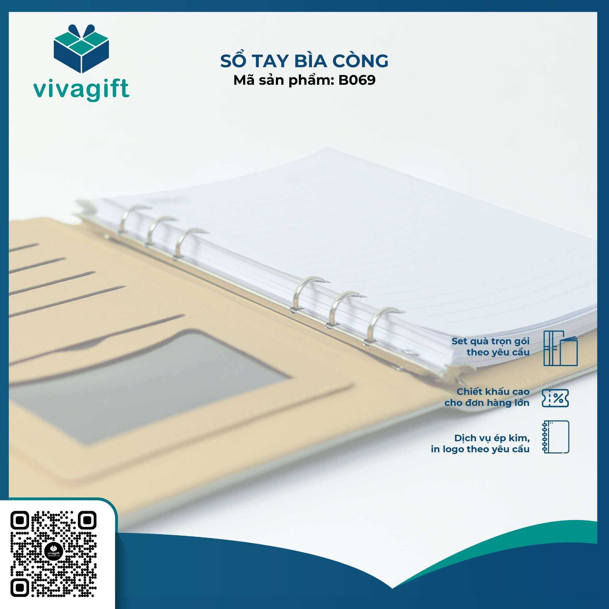 Sổ tay bìa còng gập 2 B069 - Quatangviva.com
